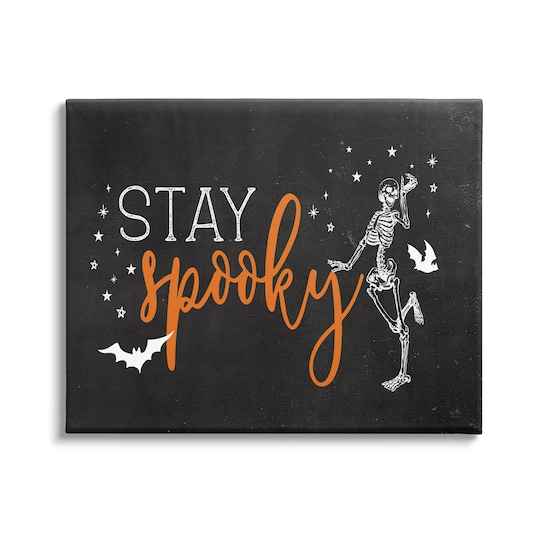 Stupell Industries Stay Spooky Skeleton Canvas Wall Art